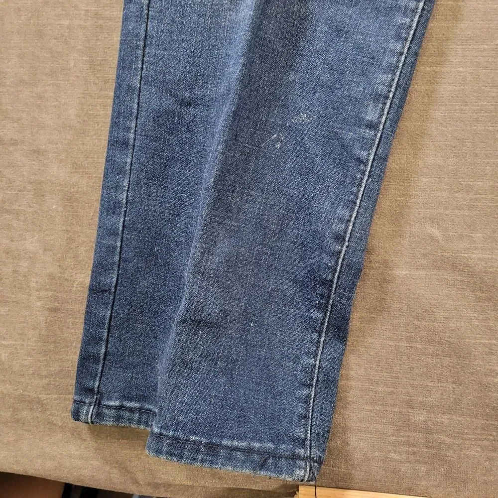 Encrypted Baggy Distressed Zipper Knees‎ Jeans Mens Blue Actual Size 44 x 33